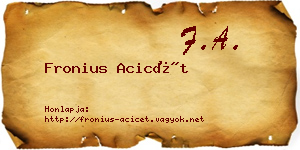 Fronius Acicét névjegykártya